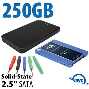 DIY SSD Upgrade Bundle: OWC Express USB 3.2 (5Gb/s) Portable Storage Enclosure + 250GB OWC Mercury Electra 6G SSD + 5-Piece Toolkit
