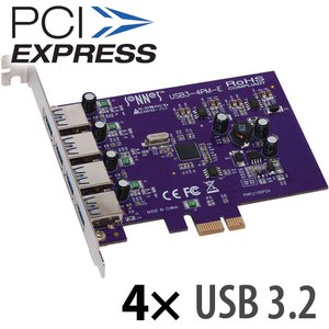 Sonnet Technologies Allegro 4-Port SuperSpeed USB 3.2 Charging PCI Express 2.0 Expansion Card